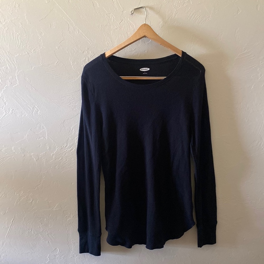 Black waffle knit long sleeve